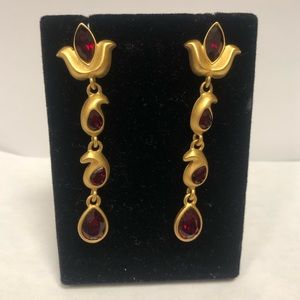NWOT- Napier Ruby & Gold Hanging Earrings Never worn! Perfect Condition